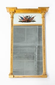 FEDERAL GILTWOOD AND REVERSE-PAINTED MIRROR.