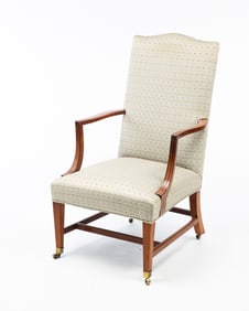 FEDERAL MAHOGANY AND BIRCH LOLLING CHAIR.