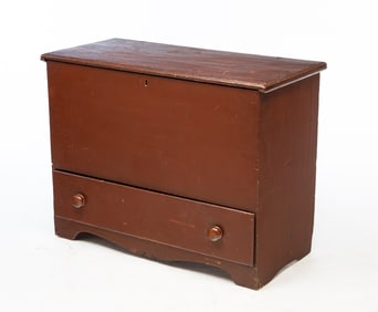 NEW ENGLAND PAINTED PINE BLANKET CHEST.