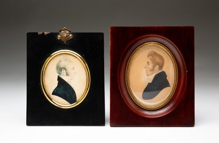 TWO MINIATURE WATERCOLOR PORTRAITS OF GENTLEMEN.