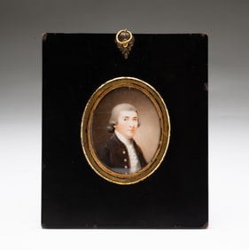 BRITISH SCHOOL MINIATURE GOUACHE PORTRAIT OF A GENTLEMAN.