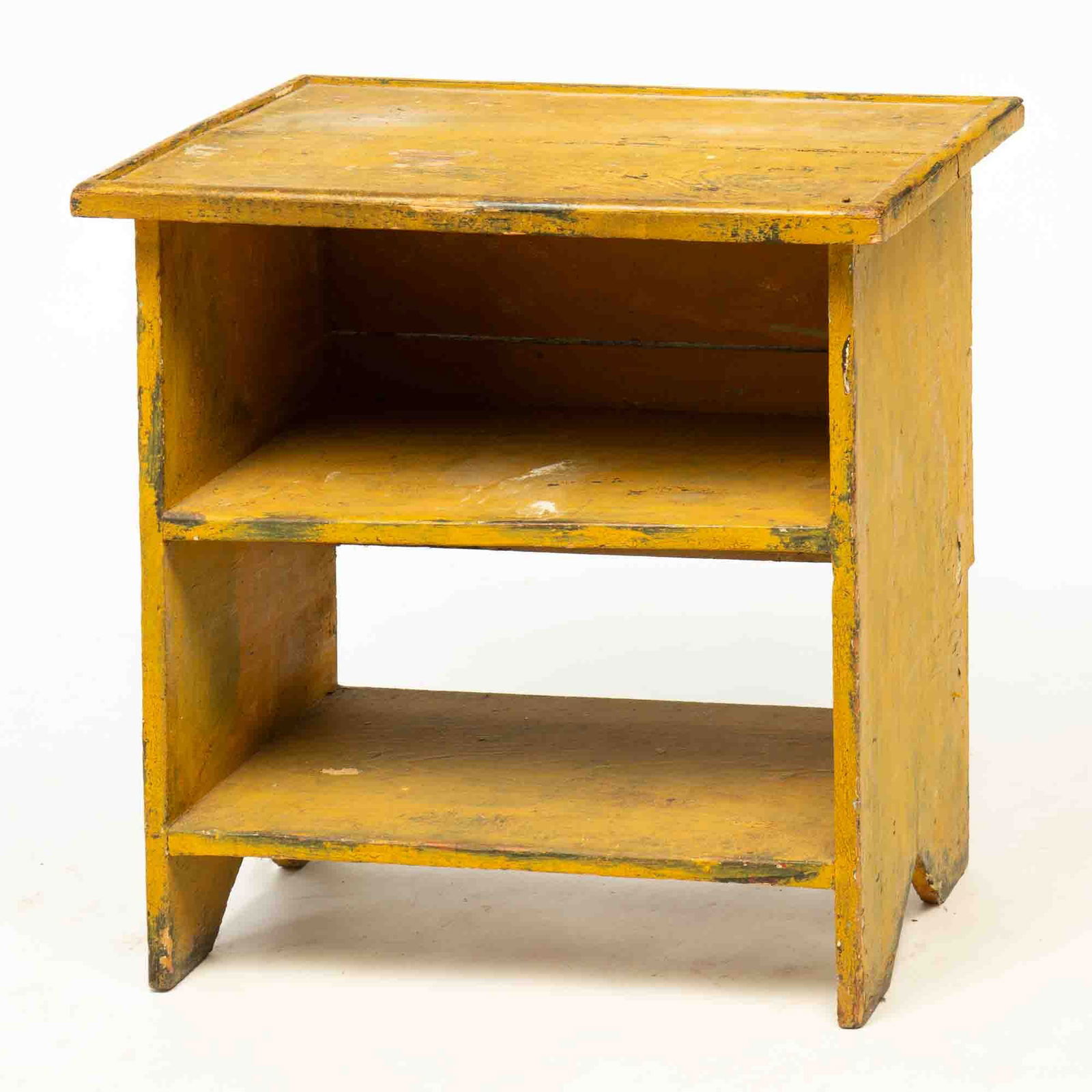 AMERICAN MUSTARD-PAINTED PINE THREE-TIER BUCKET BENCH. (1 of 3)