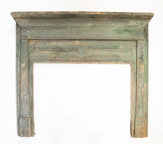 AMERICAN FEDERAL BLUE-PAINTED PINE FIREPLACE MANTLE.
