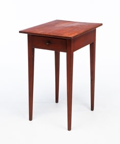 NEW ENGLAND HEPPLEWHITE RED-WASHED BIRCH ONE-DRAWER STAND.