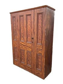NEW ENGLAND EXUBERANTLY GRAIN-PAINTED WALL CUPBOARD.