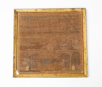 AMERICAN MEMORIAL NEEDLEWORK SAMPLER, DATED 1834.