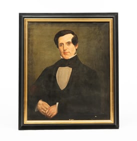 AMERICAN SCHOOL OIL ON CANVAS PORTRAIT OF A GENTLEMAN.
