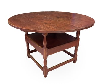 AMERICAN RED-PAINTED HUTCH TABLE.