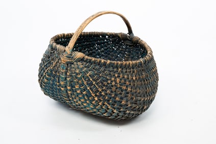 AMERICAN BLUE-PAINTED BUTTOCKS BASKET.