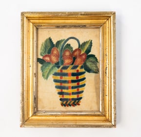 AMERICAN THEOREM ON VELVET OF BASKET OF STRAWBERRIES.