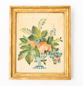 AMERICAN SCHOOL THEOREM PAINTING ON VELVET OF FRUIT.