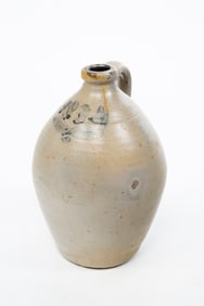 SALT GLAZED OVOID STONEWARE JUG, DATED 1834.