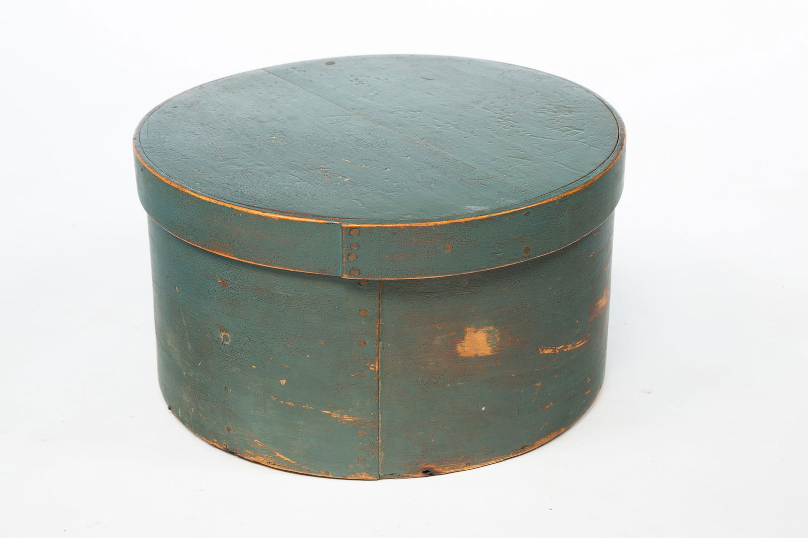 LARGE AMERICAN BLUE-GREEN PAINTED BENTWOOD PANTRY BOX. (1 of 4)