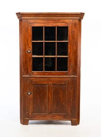 AMERICAN EMPIRE POPLAR CORNER CUPBOARD.