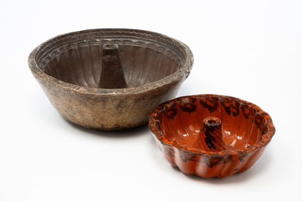 TWO TURK'S HEAD FOOD MOLDS.