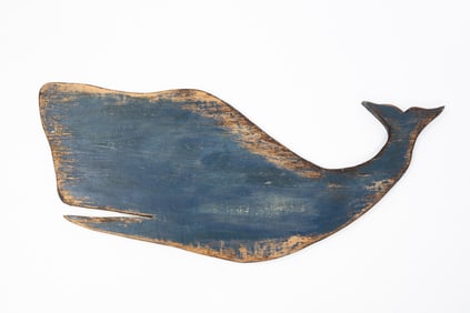 AMERICAN FOLK ART BLUE-PAINTED WHALE.