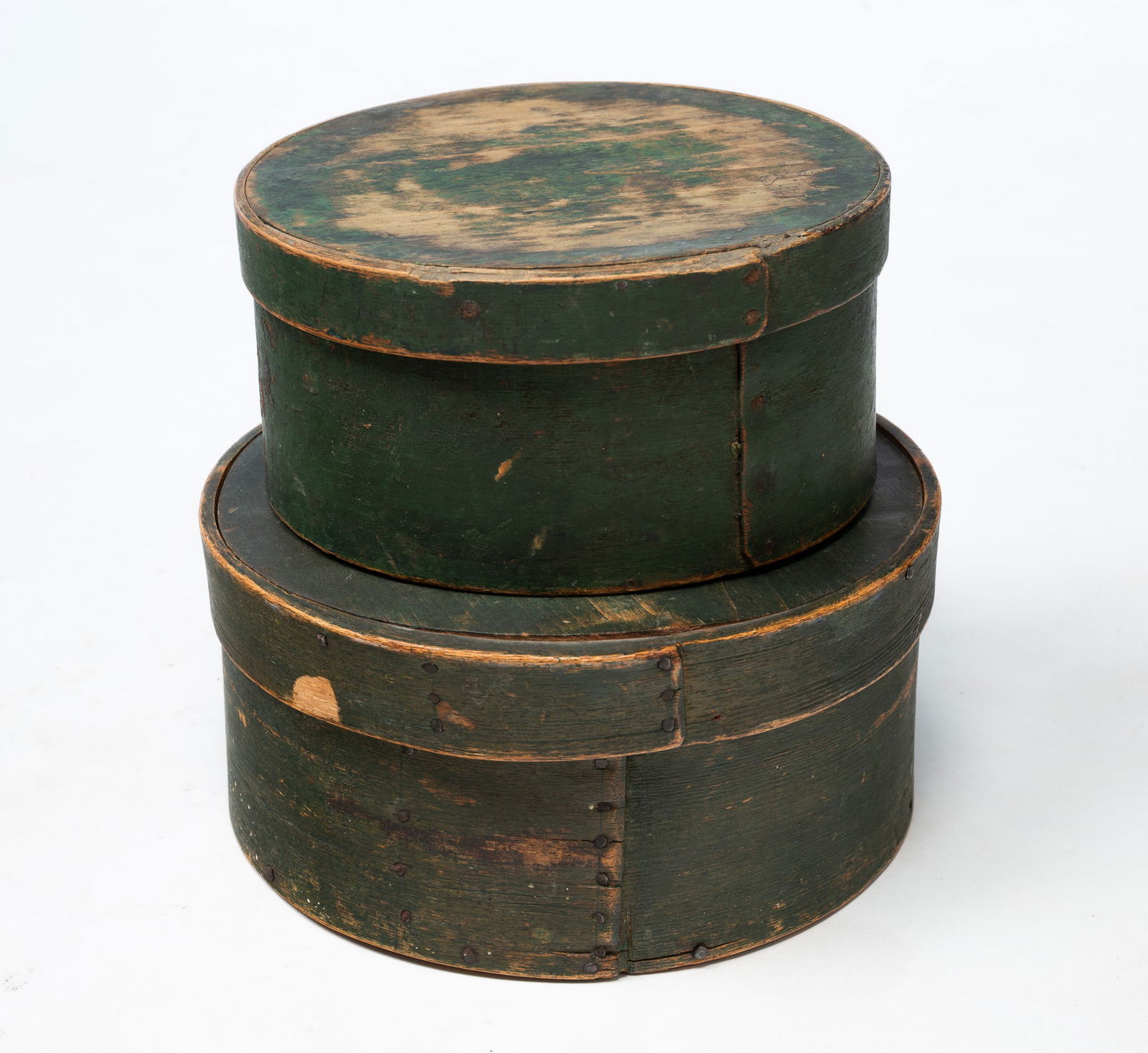 TWO AMERICAN PAINTED BENTWOOD PANTRY BOXES. (1 of 8)