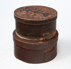 TWO AMERICAN BENTWOOD PANTRY BOXES.