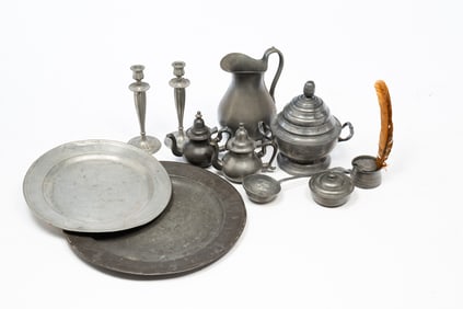 COLLECTION OF AMERICAN AND EUROPEAN PEWTER.