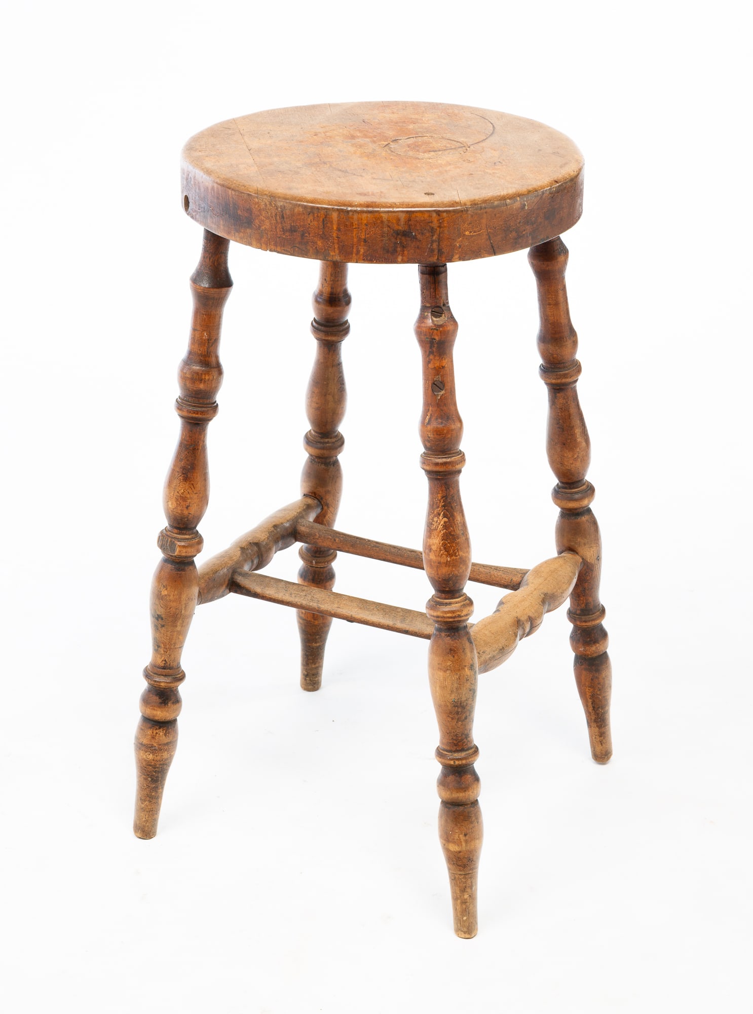ENGLISH TAVERN WINDSOR STOOL. (1 of 5)