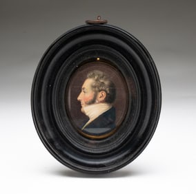 FINE BRITISH SCHOOL MINIATURE GOUACHE PROFILE PORTRAIT OF A GENTLEMAN.