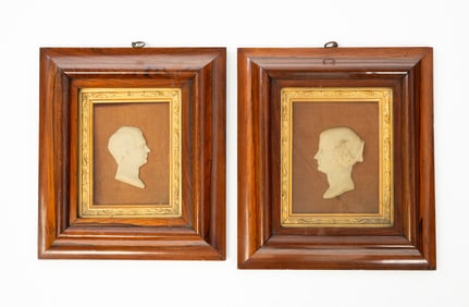 TWO AMERICAN FOBERT FAMILY WAX PROFILE PORTRAITS.