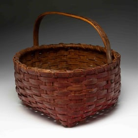 AMERICAN RED-PAINTED SPLINT BASKET.