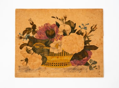 AMERICAN SCHOOL PAINTED THEOREM ON VELVET.