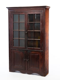 AMERICAN POPLAR AND PINE FLAT-WALL CUPBOARD.
