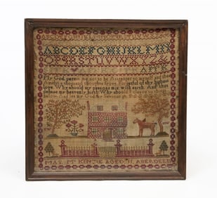 MAY MCKINIE (ABERDEEN, SCOTLAND) PETIT POINT SAMPLER.