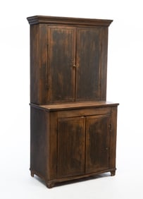 AMERICAN POPLAR STEPBACK CUPBOARD.