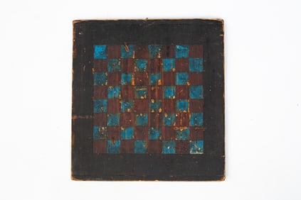 AMERICAN FOLK ART PAINT DECORATED GAMEBOARD.