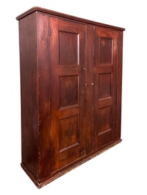 AMERICAN RED-PAINTED PINE WARDROBE.