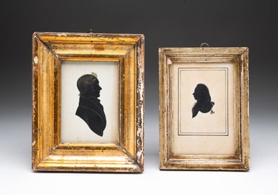 TWO AMERICAN SCHOOL MINIATURE SILHOUETTE PORTRAITS OF GENTLEMEN.