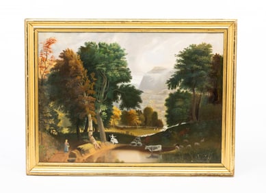 FOLKSY AMERICAN SCHOOL LANDSCAPE.