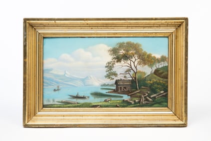 UNUSUAL AMERICAN SCHOOL CHARCOAL AND PASTEL SANDPAPER PICTURE.