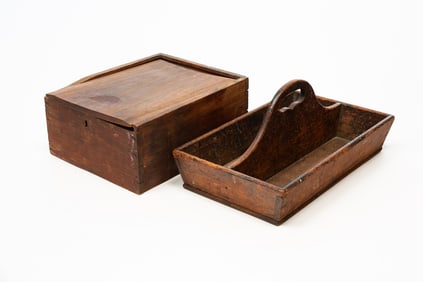 CUTLERY TRAY AND A SLIDE LID BOX.