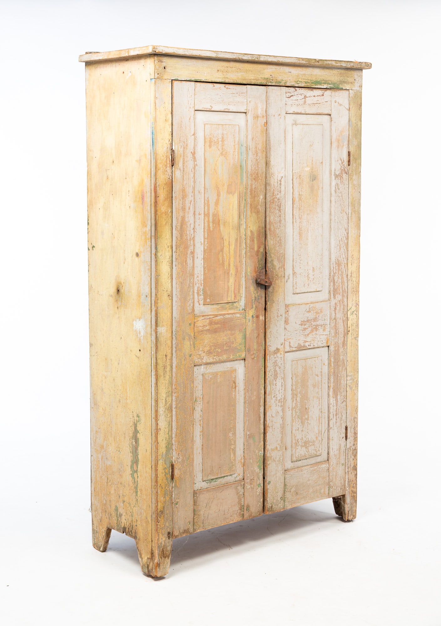 AMERICAN PAINTED POPLAR FLAT-WALL CUPBOARD. (1 of 7)