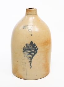HAXSTUN AND CO. (FORT EDWARD, NEW YORK) COBALT-DECORATED STONEWARE JUG.