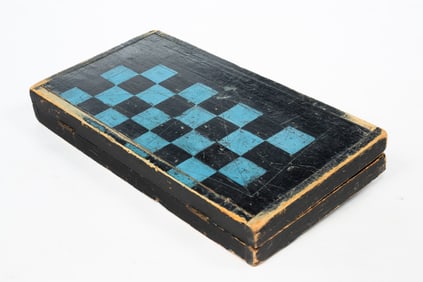 AMERICAN FOLK ART FOLDING GAMEBOARD.
