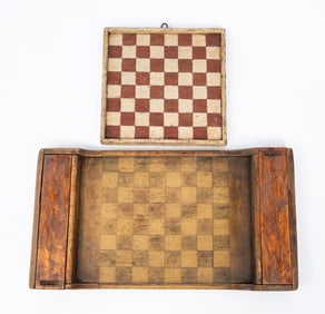TWO AMERICAN PAINTED GAMEBOARDS.