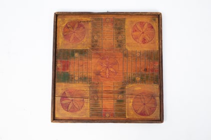 AMERICAN PAINTED TWO-SIDED GAMEBOARD.