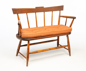 AMERICAN PINE WINDSOR SETTEE.