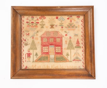 MARILDA KETLEY (AMERICAN, B. 1860) NEEDLEWORK SAMPLER, DATED 1870.