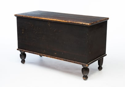 AMERICAN SHERATON PAINTED PINE BLANKET CHEST.