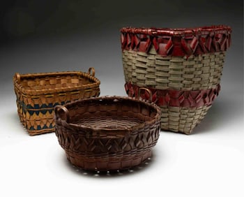 THREE NATIVE AMERICAN SPLINT BASKETS.