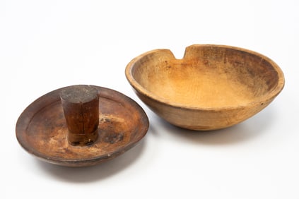 TWO AMERICAN TREEN BOWLS.