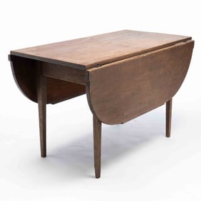AMERICAN HEPPLEWHITE POPLAR DROP-LEAF TABLE.