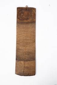 AMERICAN HAND-HEWN WASHBOARD MARKED "C.A."