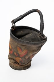 AMERICAN LEATHER PAINTED FIRE BUCKET.